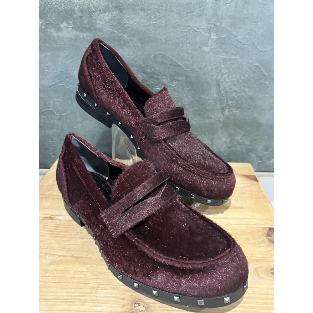 Charles by Charles David Shoes Womens‎ Size 8 Wine Penny Loafer Studded Faux Fur